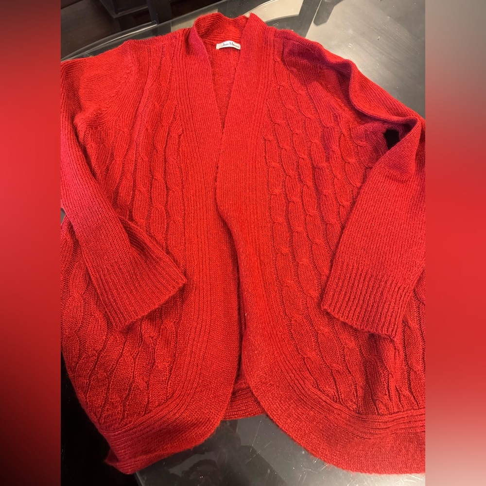 Jason Maxwell Vibrant Red Cable Knit Cardigan
